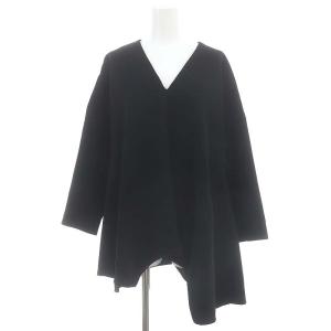 PEドライクロス ランダムドレーププルオーバートップス ブラウス 長袖 Vネック イレギュラーヘム 38