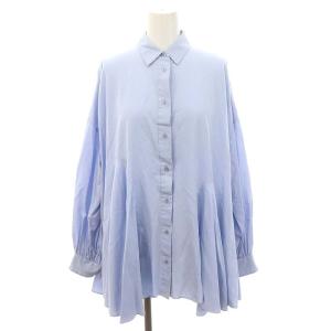 22SS シリコンポプリンランダムフレアSHIRTシャツ 長袖 前開き 38 ライトブルー