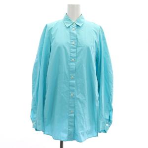 23SS FLARE VOLUME-ARM SHIRT シャツ 長袖 フレア スリット コットン 38 青 ブルー