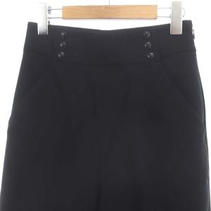 ANAYI ハイウエスト ワイドパンツ クロップドパンツ ストレッチ 34 黒 ブラック