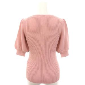 ANAYI レーヨンナイロンリブパフスリーブプルオーバーニット カットソー 五分袖 36 ピンク