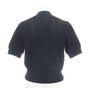ANAYI メッシュニット サマーセーター 半袖 透かし編み 36 紺 ネイビー