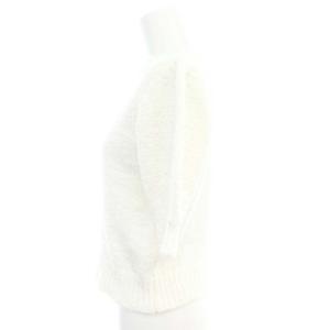 ANAYI コットンテープパフスリーブプルオーバー サマーニット セーター 半袖 36 白 ホワイト