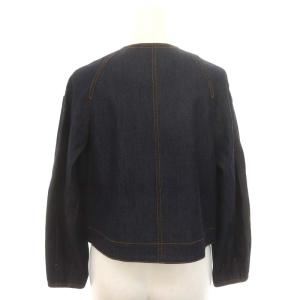ANAYI デニム ノーカラー ジップアップジャケット 34 紺 ネイビー