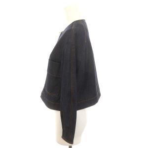 ANAYI デニム ノーカラー ジップアップジャケット 34 紺 ネイビー