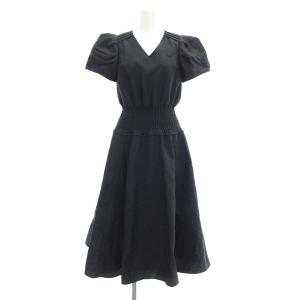 22SS JACQUARD SHIRRING DRESS ワンピース 36 ブラック