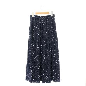 DRESSTERIOR ドット柄フレアスカート ロング 水玉柄 38 紺 白 ネイビー ホワイト