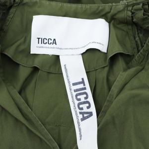 TICCA レースバルーンスリーブワンピース ロング 七分袖 キーネック F カーキグリーン