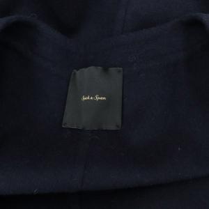 Spick&Span ノーカラーVネックリバーコート ロング 前開きトッパー 34 XS 紺 ネイビー