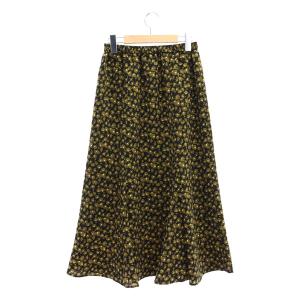 IENA フラワープリントマーメイドスカート ロング フレア 34 黒 ブラック