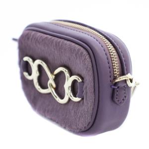 kate spade new york ×渡辺直美 コラボ ハラコショルダーバッグ マイクロミニカメラバッグ チェーン付き 紫 パープル 銀色 シルバー色 PXR00222