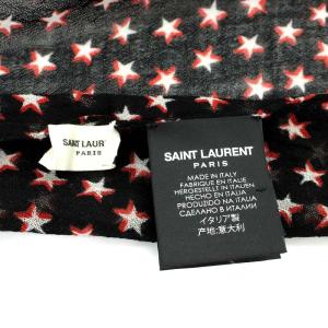 SAINT LAURENT PARIS ストール 大判 スター柄 ウール 黒 ブラック