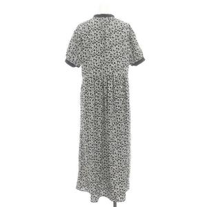SHIPS エニィ any 〈洗濯機可能〉モノトーン フラワー コンビ ワンピース ロング 花柄 半袖 白 黒 ホワイト ブラック