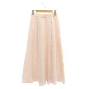 タックニットスカート フレア イージー マキシ ロング ウール 36 S ピンク