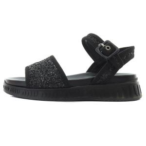 miumiu グリッターサンダル オープントゥ ラウンドトゥ 35.5 22.0cm 黒 ブラック