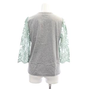 leur logette 袖レースTシャツ カットソー 七分袖 切替 シアー シースルー 1 S グレー /AT OS