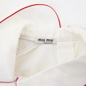 miumiu ノースリーブトップス シャツ ラウンドカラー フリル 40 M 白 ホワイト