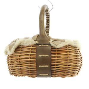 ムートン カゴバッグ バスケットバッグ ハンドバッグ 茶色 ブラウン /SR