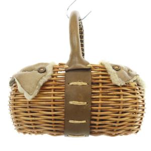 ebagos ムートン カゴバッグ バスケットバッグ ハンドバッグ 茶色 ブラウン /SR