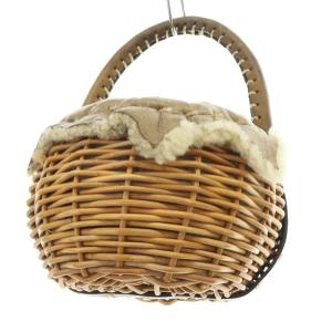 ebagos ムートン カゴバッグ バスケットバッグ ハンドバッグ 茶色 ブラウン /SR