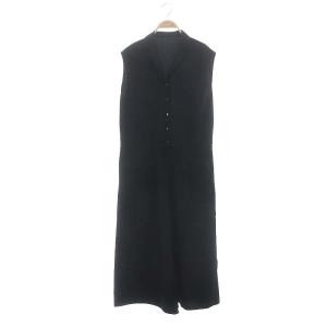 テーラードカラーオールインワン ノースリーブ ワイドパンツ 2 黒 ブラック /DF OS