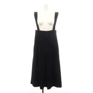 サスペンダー タック スカート ロング シャドウストライプ コットン 36 紺 ネイビー /MY OS