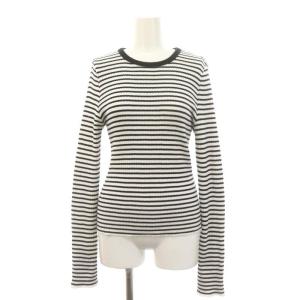 24SS リブ ボーダー ニット セーター カットソー 長袖 XS 黒 白 ブラック ホワイト /ES