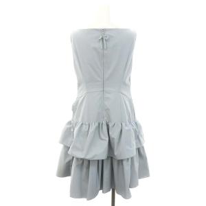 FOXEY NEW YORK ギャザー ティアード ワンピース ノースリーブ ロング 42 ライトブルー 28087