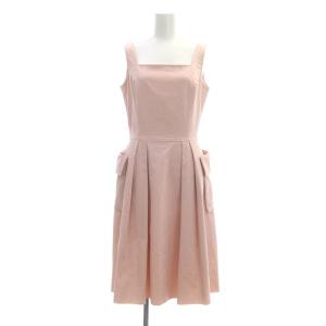 タックワンピース ノースリーブ ひざ丈 スクエアネック 40 ピンク /MF OS