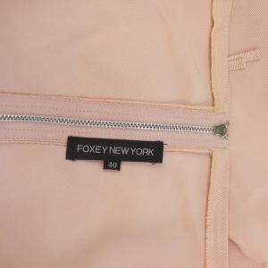 FOXEY NEW YORK タックワンピース ノースリーブ ひざ丈 スクエアネック 40 ピンク /MF OS
