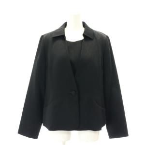 Leilian セットアップ 上下 3点セット シルク混 ジャケット ノーカラートップス 長袖 タイトロングスカート 11 黒 ブラック