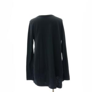 Y's パターン切替 コットン カットソー 長袖 クルーネック 2 M 黒 ブラック