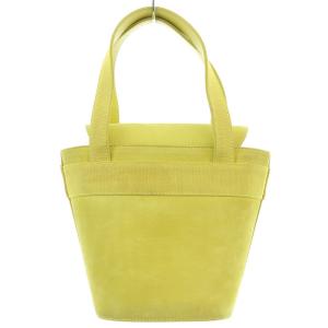 Salvatore Ferragamo ヴァラ スエード ハンドバック リボン 黄緑 BA217183
