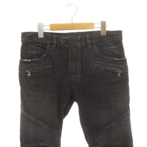 BALMAIN 蛇腹デニムパンツ ジーンズ スリム ジッパーフライ 29 グレー