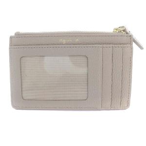 agnes b. コインケース カードケース 定期入れ ロゴ ベージュ