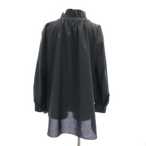 TO BE CHIC 23AW ブライトクロス フリルブラウス リボン付き 長袖 40 黒 ブラック