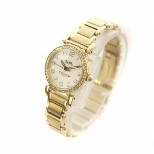 COACH マディソン MADISON 腕時計 ウォッチ クォーツ 白文字盤 ラインストーン ロゴ ゴールド色 14502852