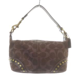 COACH シグネチャー ミニポーチ ハンドバッグ 茶色 ブラウン