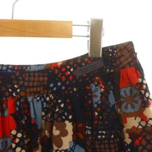 BURBERRY BLUE LABEL 総柄 ミニスカート ギャザースカート マイクロミニ 38 ネイビー マルチカラー