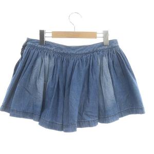 BURBERRY BLUE LABEL デニムミニスカート ギャザースカート フレア マイクロミニ USED加工 38 青 ブルー