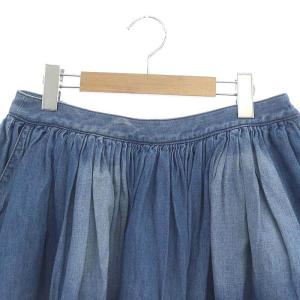 BURBERRY BLUE LABEL デニムミニスカート ギャザースカート フレア マイクロミニ USED加工 38 青 ブルー