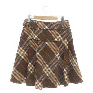 BURBERRY BLUE LABEL チェック ベルト付 ミニ フレアスカート
