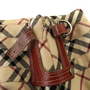 BURBERRY BLUE LABEL ノバチェック プリーツ スカート 膝丈 フレア ウール 38 ベージュ 黒 赤