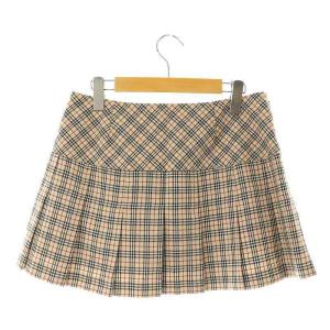 BURBERRY BLUE LABEL ノバチェック ミニスカート フレア ウール 38 ベージュ 黒 赤