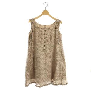 ノバチェック ノースリーブ チュニック ハーフボタン 38 ベージュ