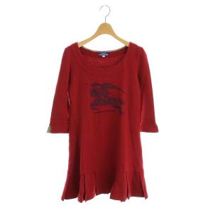 ロゴ ノバチェック チュニック 七分袖 プリント 38 ワインレッド