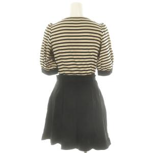 BURBERRY BLUE LABEL ボーダー オールインワン パンツ ショート 半袖 38 ベージュ 黒 ブラック