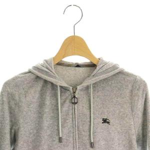 BURBERRY BLUE LABEL ジップアップパーカー ロゴ刺繍 長袖 38 杢グレー