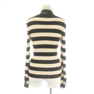 BURBERRY BLUE LABEL ボーダー ハイネック ニット セーター 長袖 38 黒 ベージュ