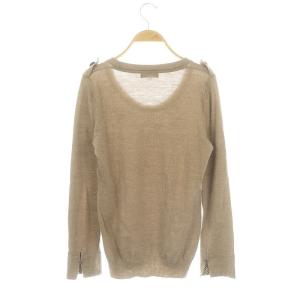 BURBERRY BLUE LABEL ノバチェック ロゴ刺繍 ニット セーター 長袖 38 グレージュ